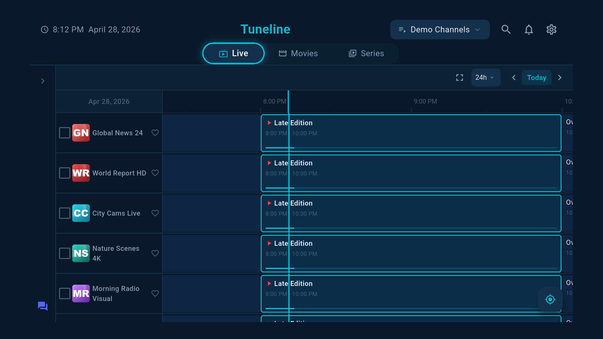 A program guide grid